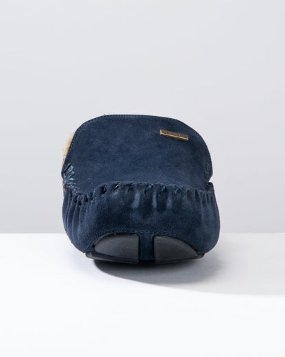 Barbour Monty Moccasin Mens Slippers - Navy Suede