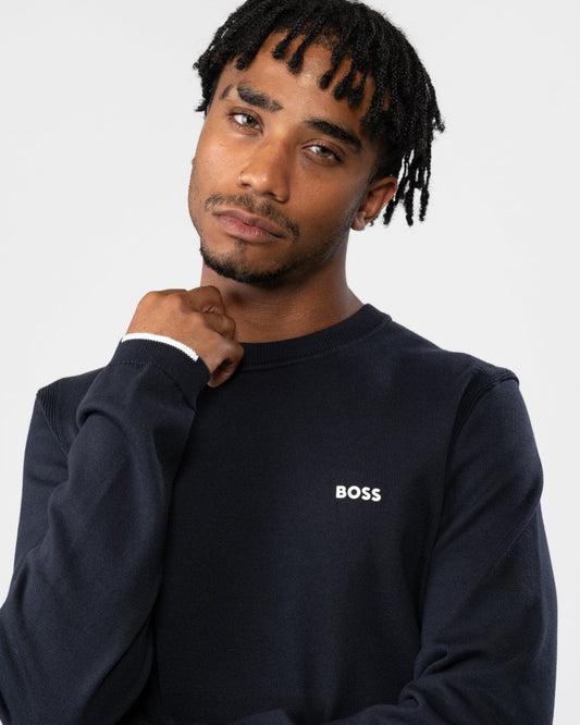 BOSS Green Ever-X Crew Neck Mens Jumper - Dark Blue 402