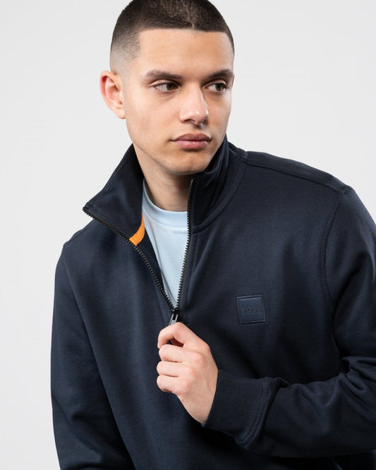 BOSS Orange Zetrust Mens 1/4 Zip Sweatshirt - Dark Blue 404