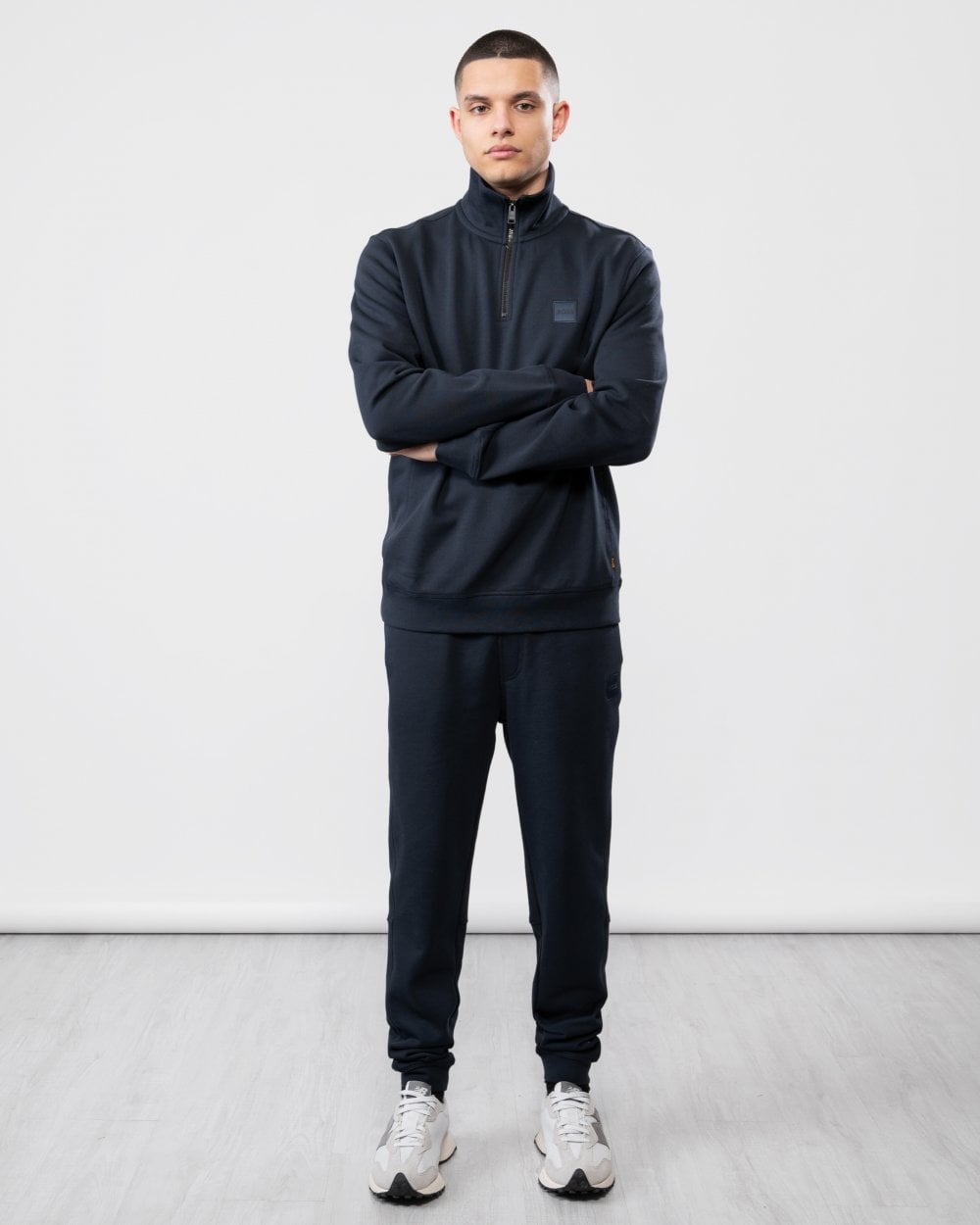 BOSS Orange Zetrust Mens 1/4 Zip Sweatshirt - Dark Blue 404