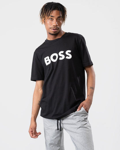 BOSS Orange Thinking 1 Large Rubber-Print Logo Mens T-Shirt