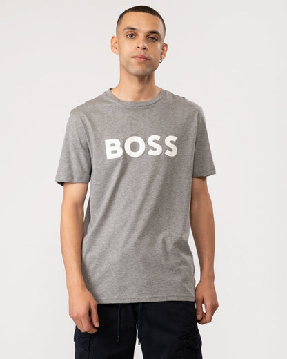 BOSS Orange Thinking 1 Large Rubber-Print Logo Mens T-Shirt