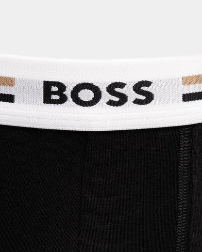 BOSS Orange Revive Mens 3-Pack Soft-Touch Stretch Trunks With Logo Waistbands - Black 001