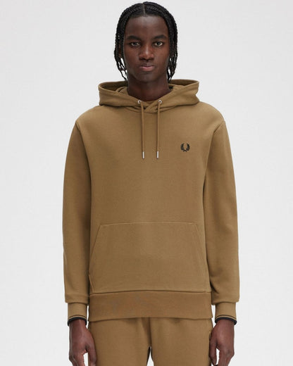 Fred Perry Mens Tipped Hooded Sweatshirt - Shade Stone/Burnt Tobacco U08