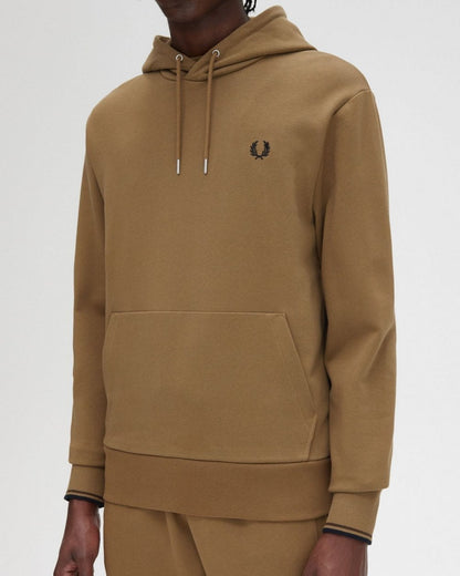 Fred Perry Mens Tipped Hooded Sweatshirt - Shade Stone/Burnt Tobacco U08
