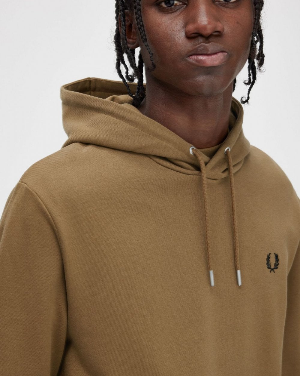 Fred Perry Mens Tipped Hooded Sweatshirt - Shade Stone/Burnt Tobacco U08