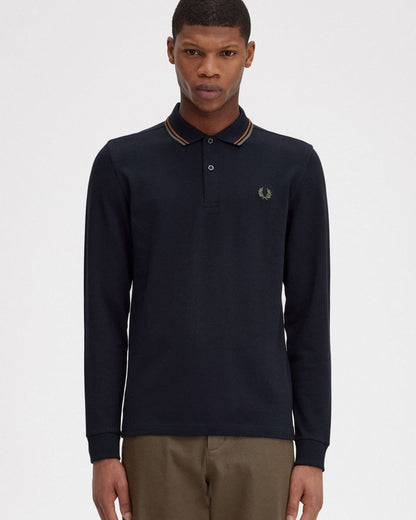 Fred Perry Mens Long Sleeve Twin Tipped Polo  Shirt