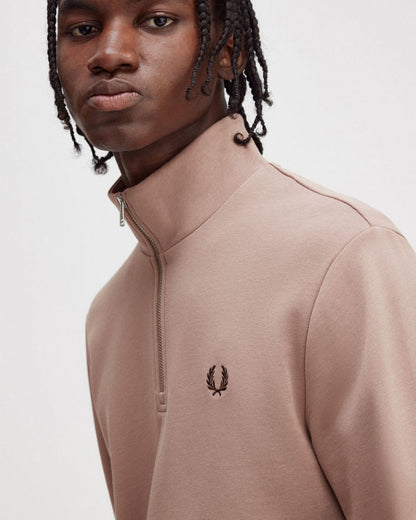 Fred Perry Mens Half Zip Sweatshirt - Dark Pink S52