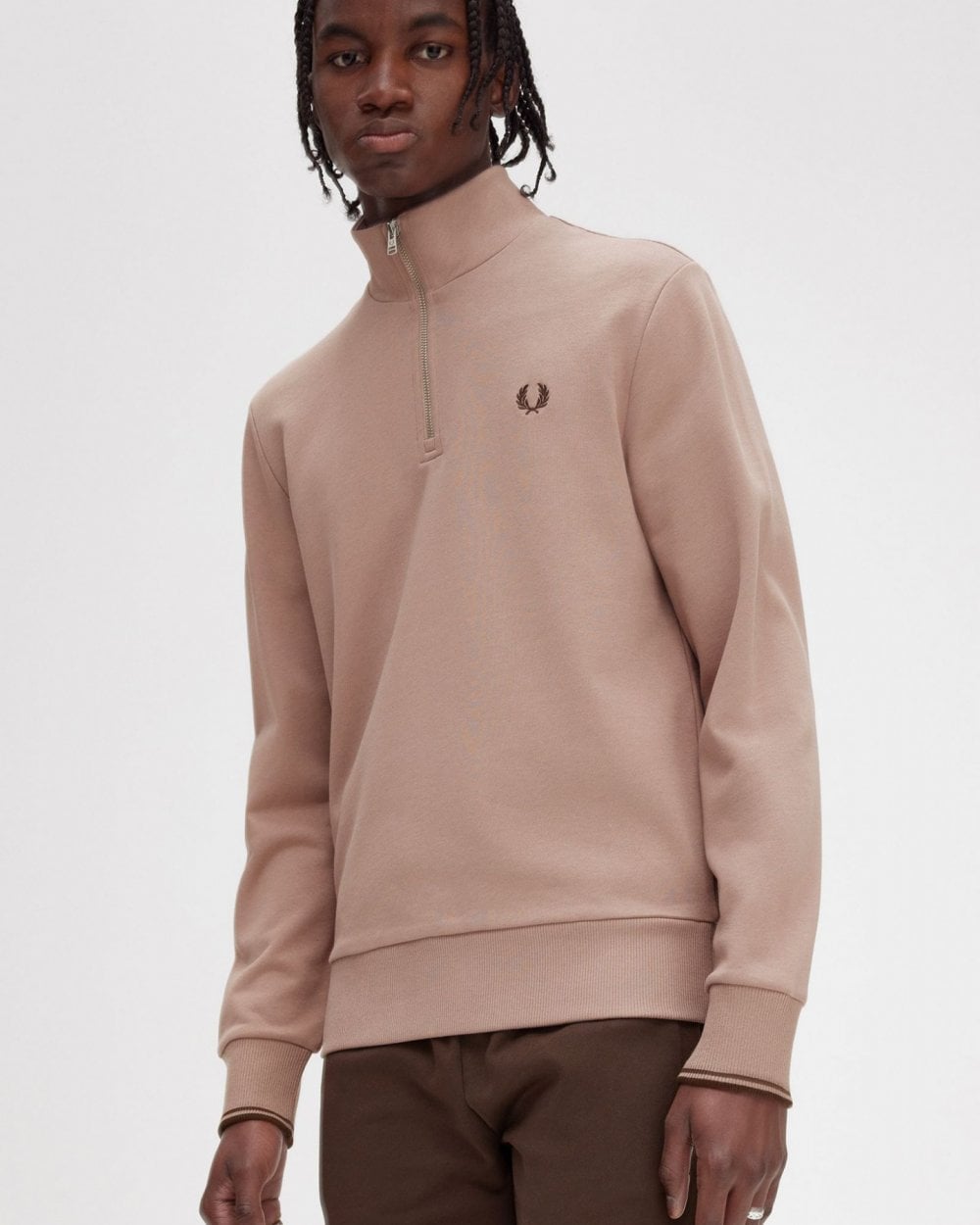 Fred Perry Mens Half Zip Sweatshirt - Dark Pink S52