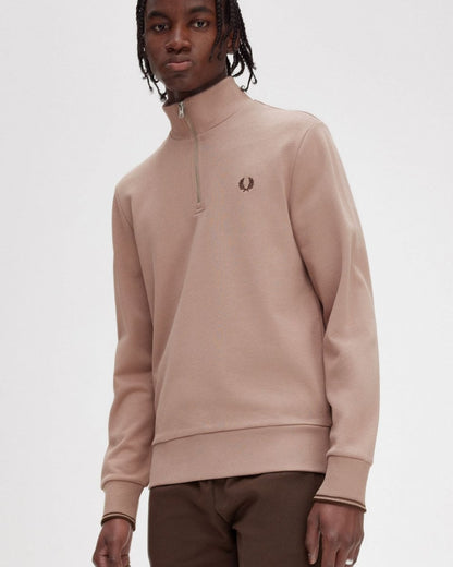 Fred Perry Mens Half Zip Sweatshirt - Dark Pink S52