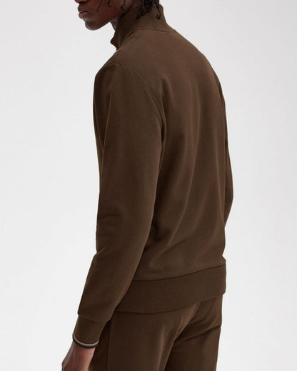 Fred Perry Mens Half Zip Sweatshirt - Burnt Tobacco Q21