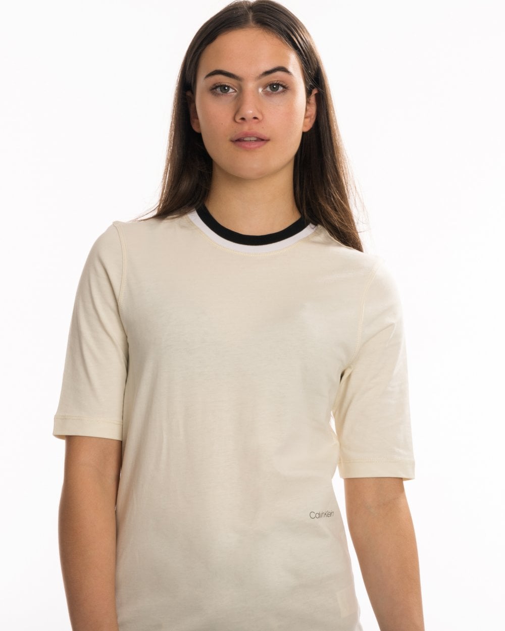Calvin Klein Viscose Rib Detail Womens Tee