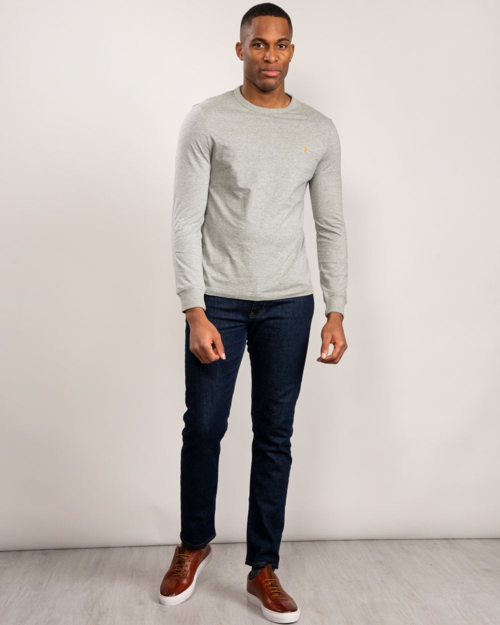 Farah Worth Mens Long Sleeve Crew Neck T-Shirt