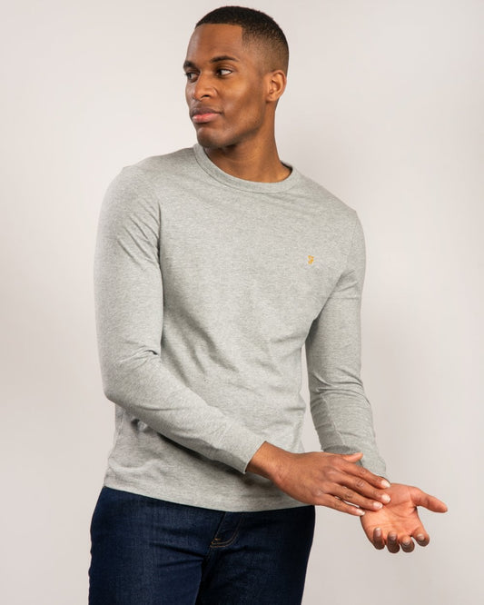 Farah Worth Mens Long Sleeve Crew Neck T-Shirt