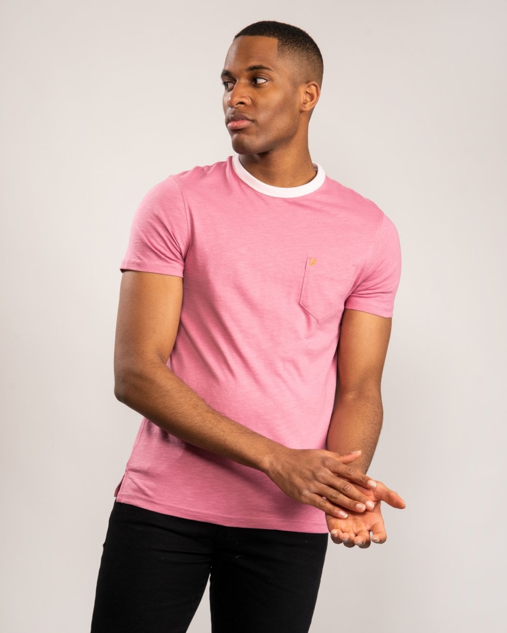 Farah Groove Mens Crew Neck T-Shirt With Chest Pocket