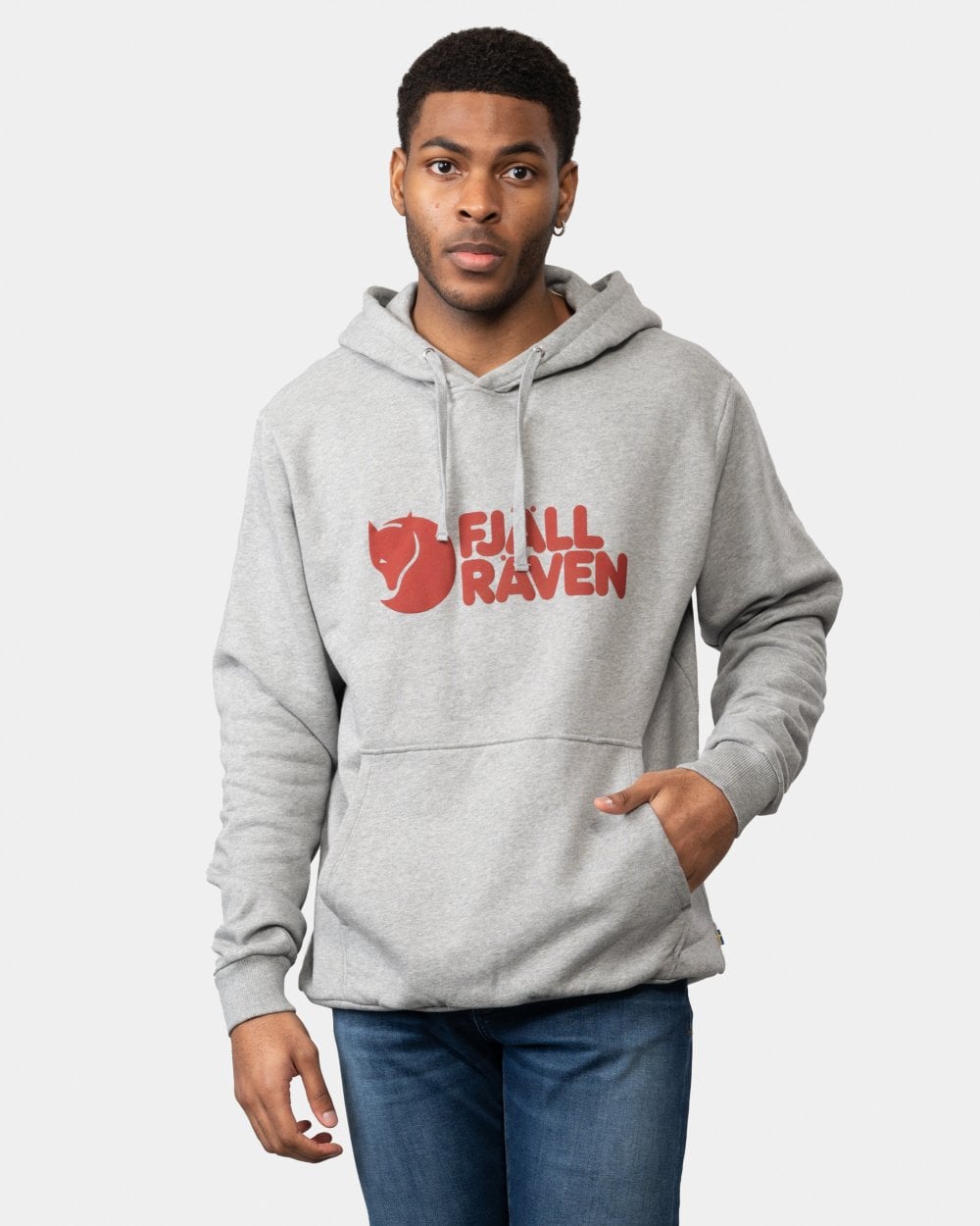 Fjallraven Logo Mens Hoodie - Grey-Melange 020-999