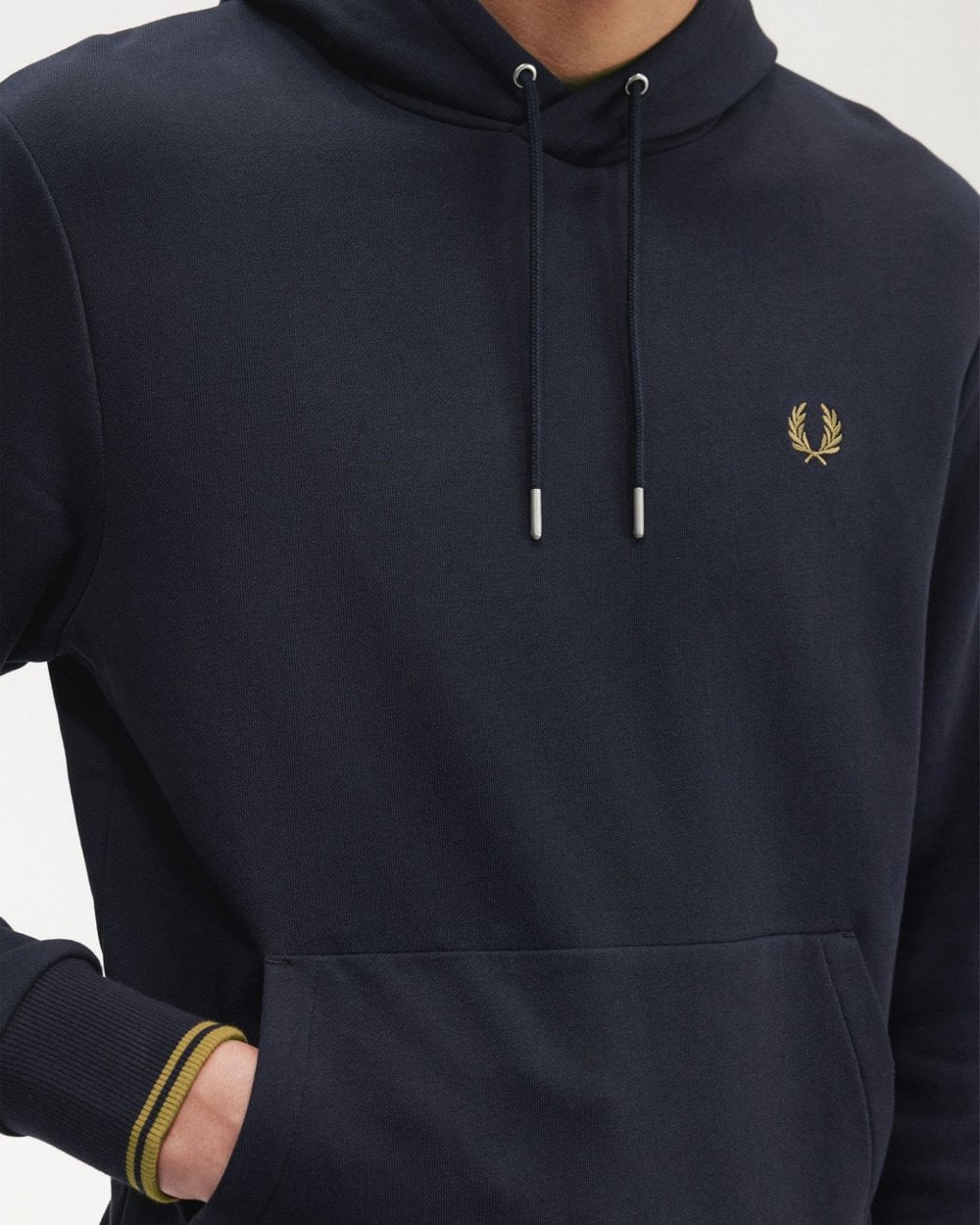 Fred Perry Mens Tipped Hooded Sweatshirt - Navy/Dark Caramel R63