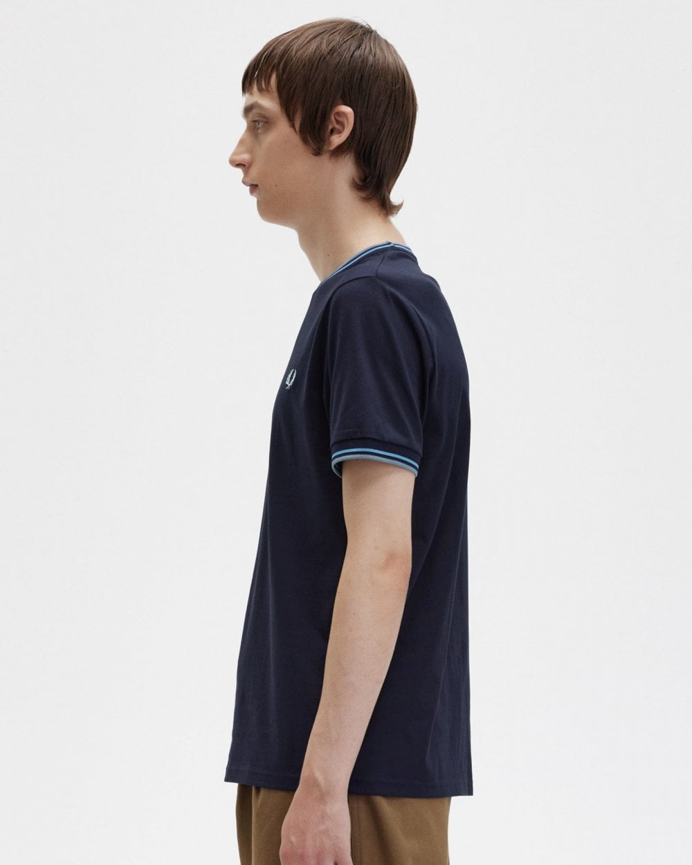 Fred Perry Mens Twin Tipped T-Shirt - Navy/Soft Blue/Silver Blue S37