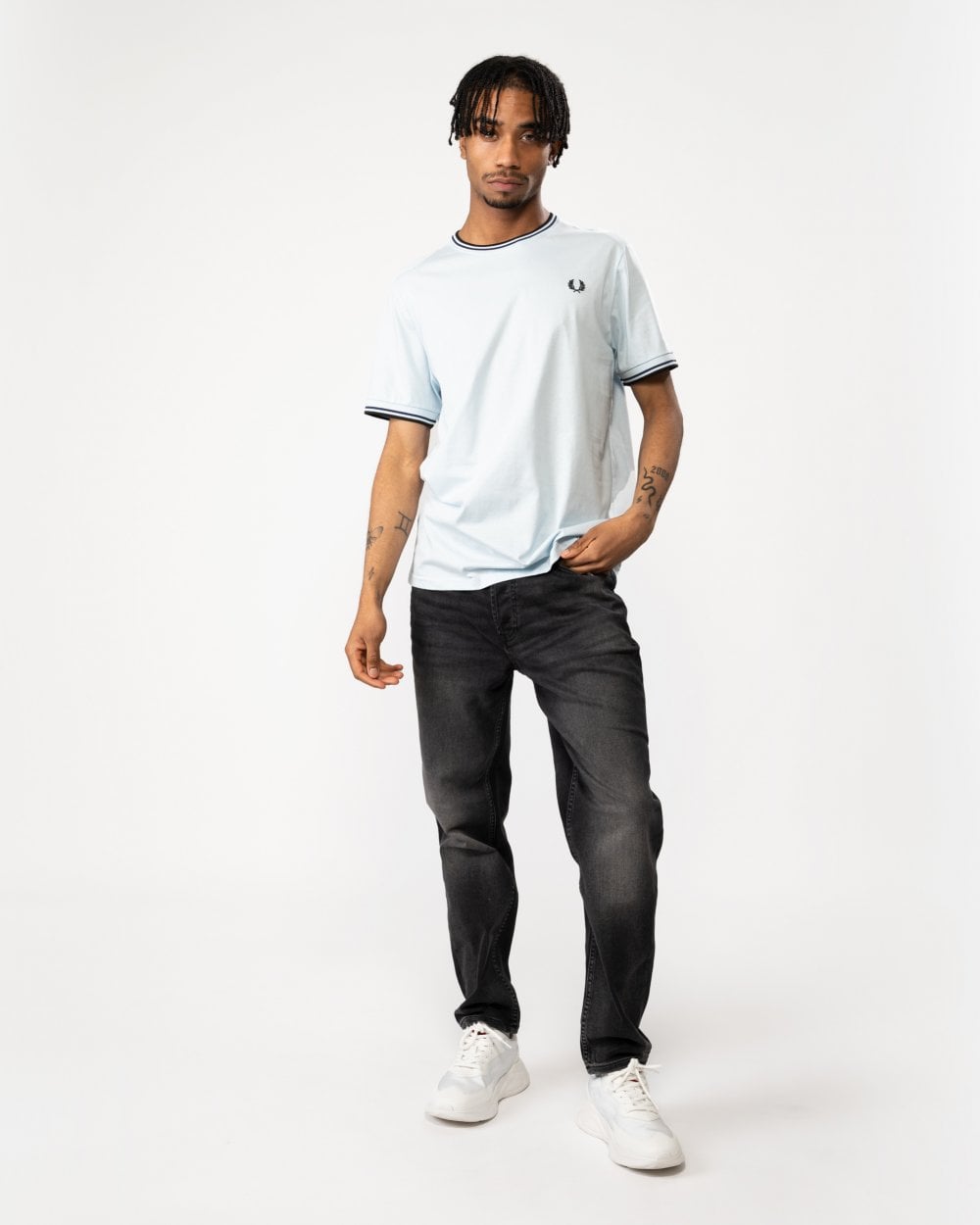 Fred Perry Mens Twin Tipped T-Shirt - Light Ice R30