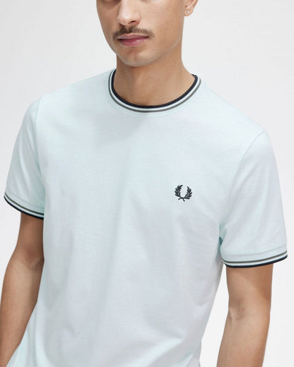 Fred Perry Mens Twin Tipped T-Shirt - Light Ice/Field Green/Black T43