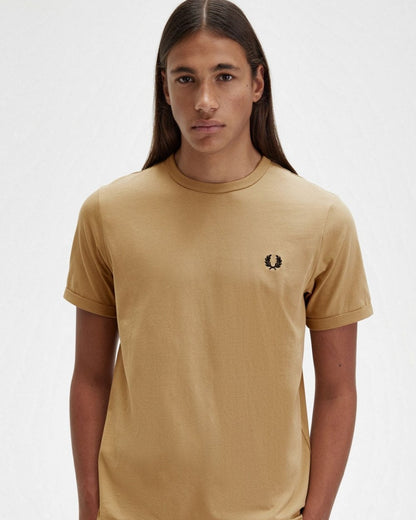 Fred Perry Mens Ringer T-Shirt - Warm Stone A84