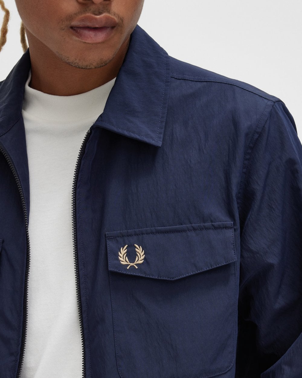 Fred Perry Mens Zip Overshirt - Navy 608