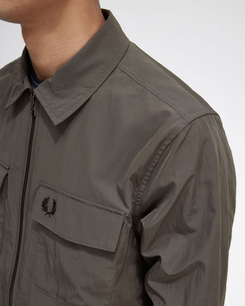 Fred Perry Mens Zip Overshirt - Field Green 638