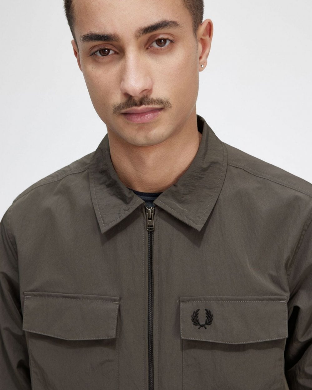Fred Perry Mens Zip Overshirt - Field Green 638