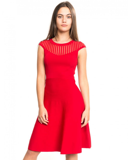 French Connection Rose Crepe Knits Capped Sleeve Round Neck Flr