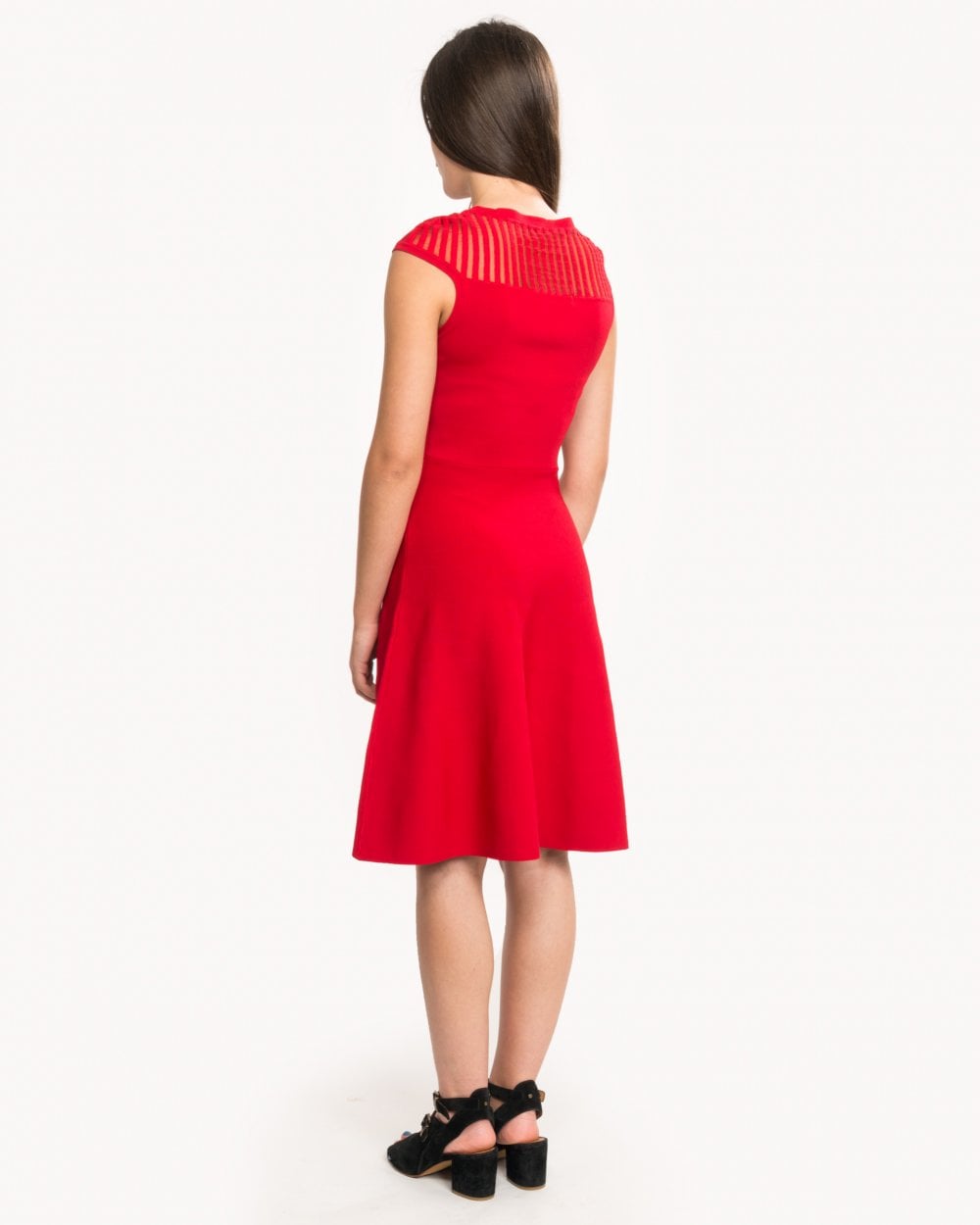 French Connection Rose Crepe Knits Capped Sleeve Round Neck Flr