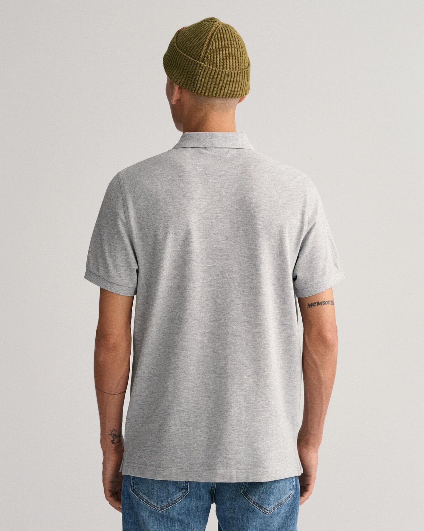 GANT Mens Regular Fit Short Sleeve Shield Logo Pique Polo NOS - 93 Grey Melange