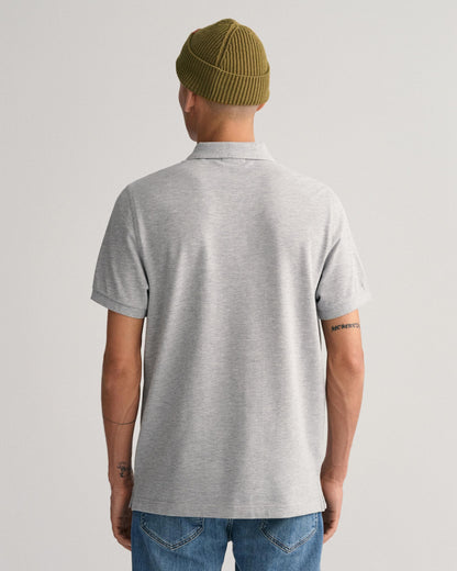 GANT Mens Regular Fit Short Sleeve Shield Logo Pique Polo NOS - 93 Grey Melange
