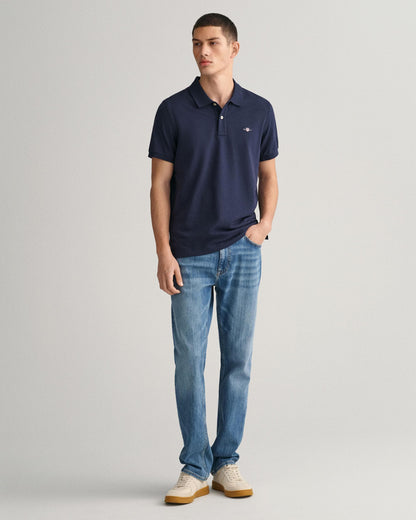 GANT Mens Regular Fit Short Sleeve Shield Logo Pique Polo NOS - 433 Evening Blue