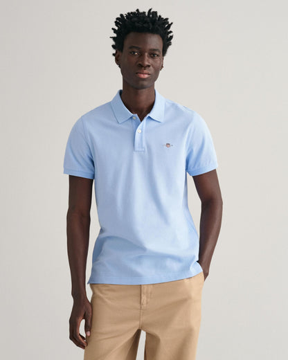 GANT Mens Regular Fit Short Sleeve Shield Logo Pique Polo NOS - 468 Capri Blue
