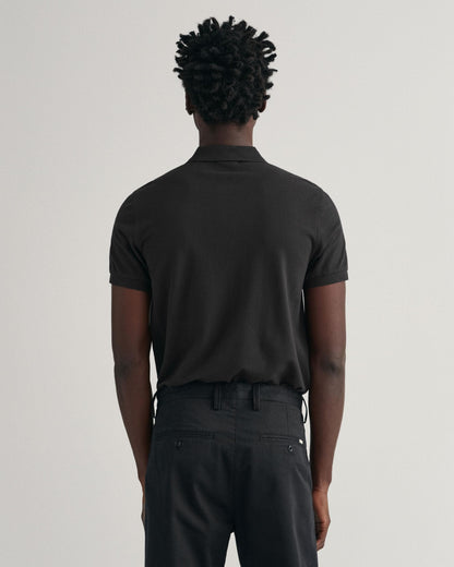GANT Mens Slim Fit Short Sleeve Shield Logo Pique Polo - 5 Black