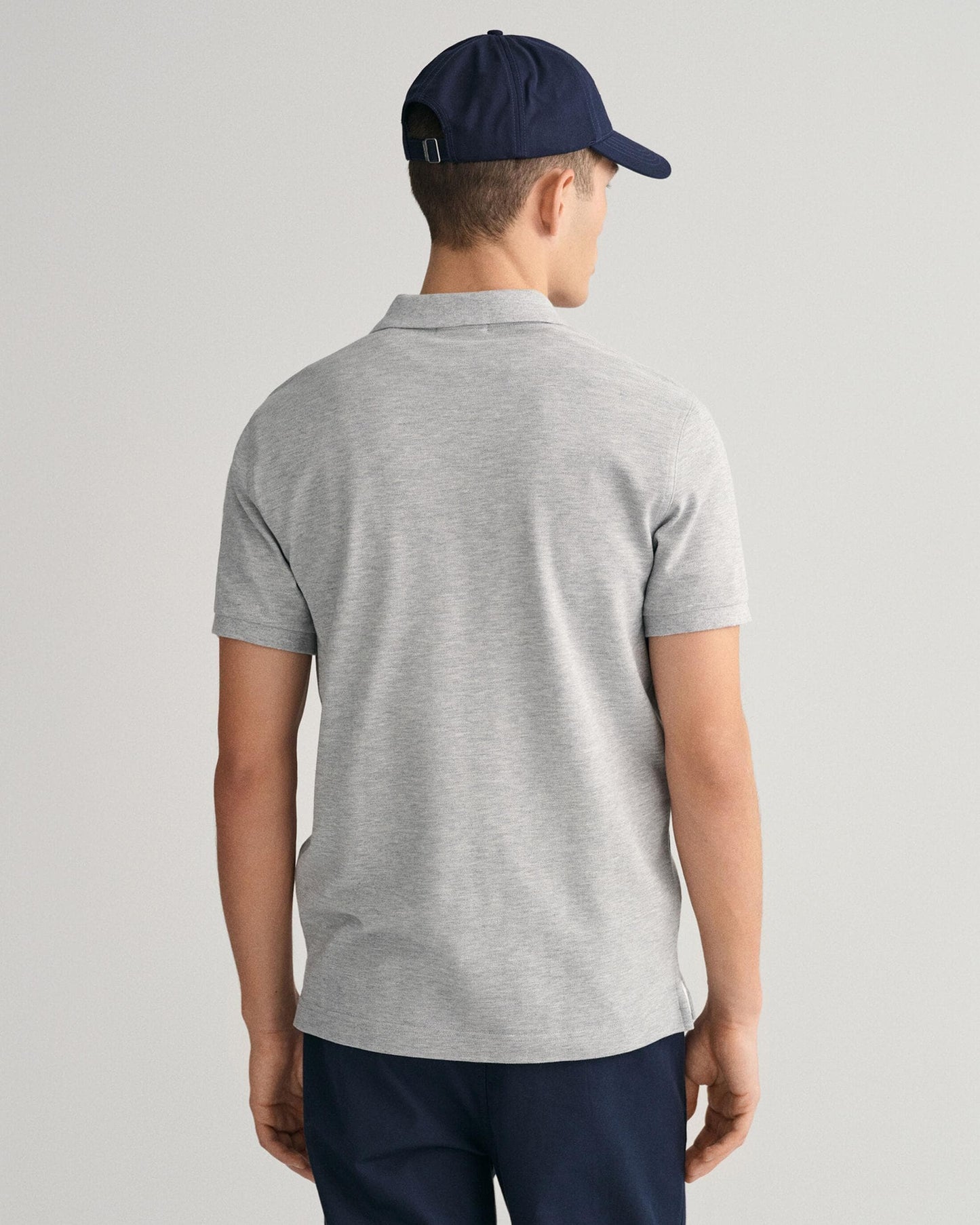 GANT Mens Slim Fit Short Sleeve Shield Logo Pique Polo - 93 Grey Melange