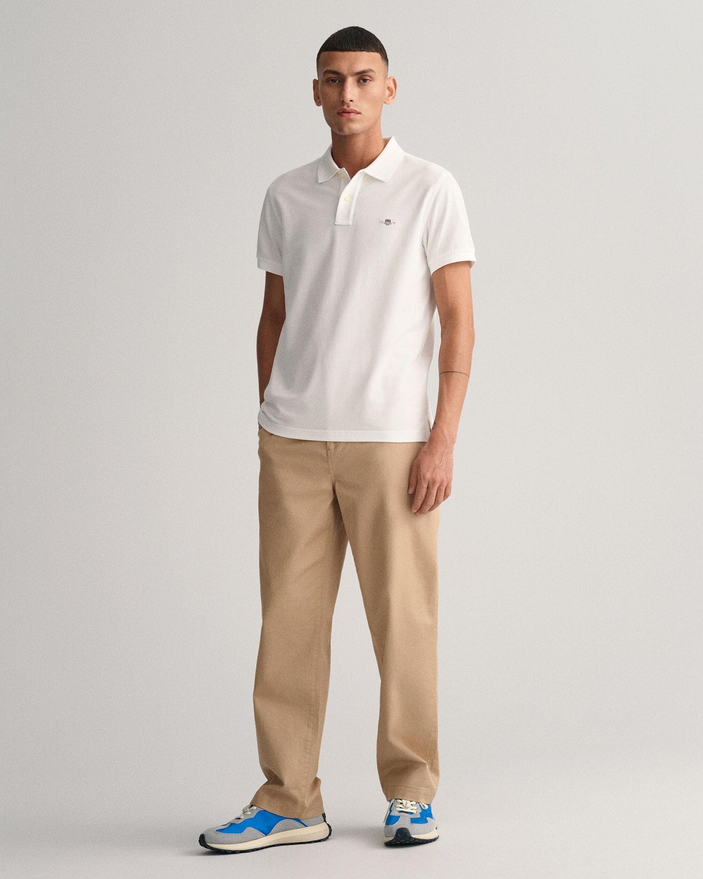 GANT Mens Slim Fit Short Sleeve Shield Logo Pique Polo - 110 White
