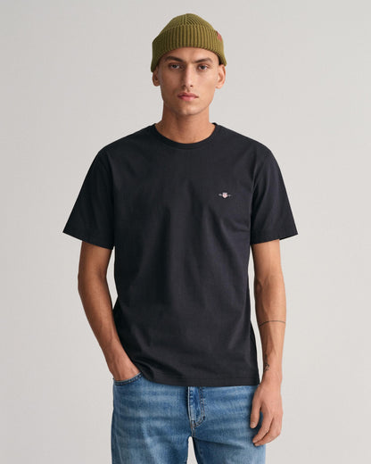 GANT Mens Regular Fit Short Sleeve Shield Logo T-Shirt NOS - 5 Black
