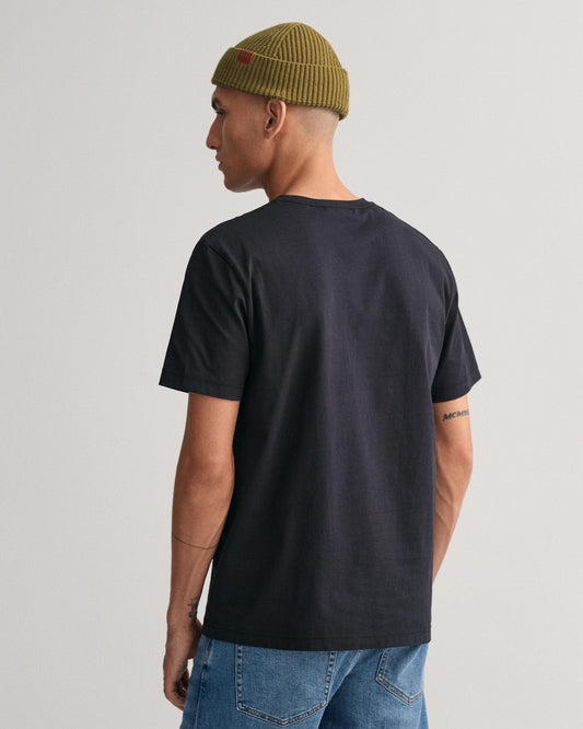GANT Mens Regular Fit Short Sleeve Shield Logo T-Shirt NOS - 5 Black