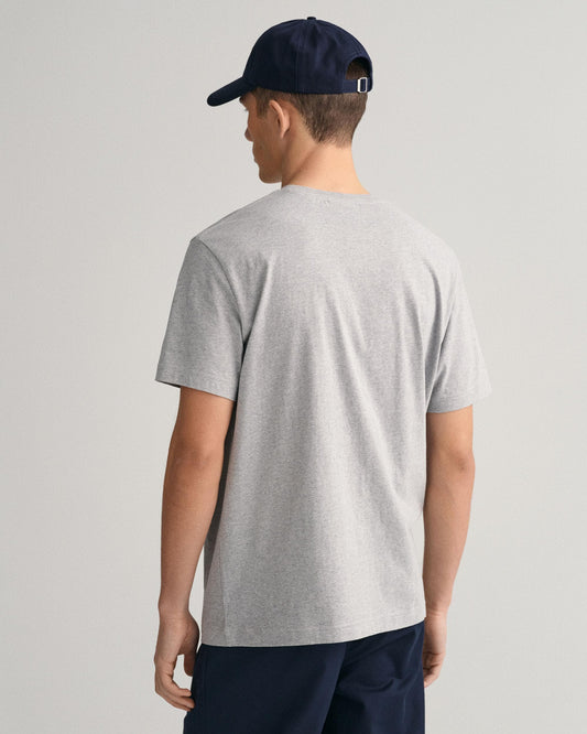 GANT Mens Regular Fit Short Sleeve Shield Logo T-Shirt NOS - 93 Grey Melange
