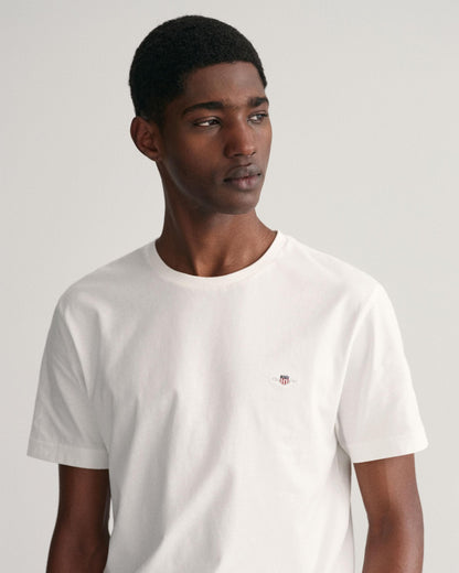 GANT Mens Regular Fit Short Sleeve Shield Logo T-Shirt NOS - 110 White