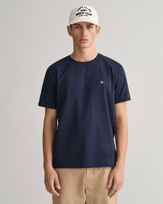 GANT Mens Regular Fit Short Sleeve Shield Logo T-Shirt NOS - 433 Evening Blue