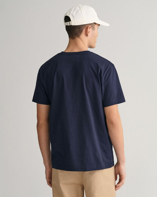 GANT Mens Regular Fit Short Sleeve Shield Logo T-Shirt NOS - 433 Evening Blue