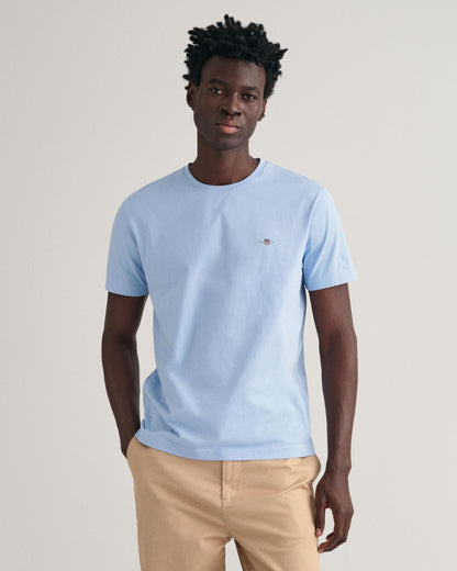 GANT Mens Regular Fit Short Sleeve Shield Logo T-Shirt NOS - 468 Capri Blue
