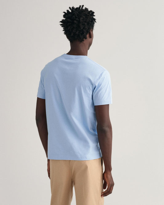 GANT Mens Regular Fit Short Sleeve Shield Logo T-Shirt NOS - 468 Capri Blue