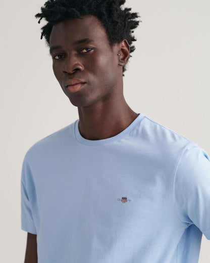 GANT Mens Regular Fit Short Sleeve Shield Logo T-Shirt NOS - 468 Capri Blue