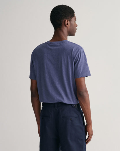 GANT Mens Regular Fit Short Sleeve Shield Logo T-Shirt - 902 Dark Jeansblue Melange