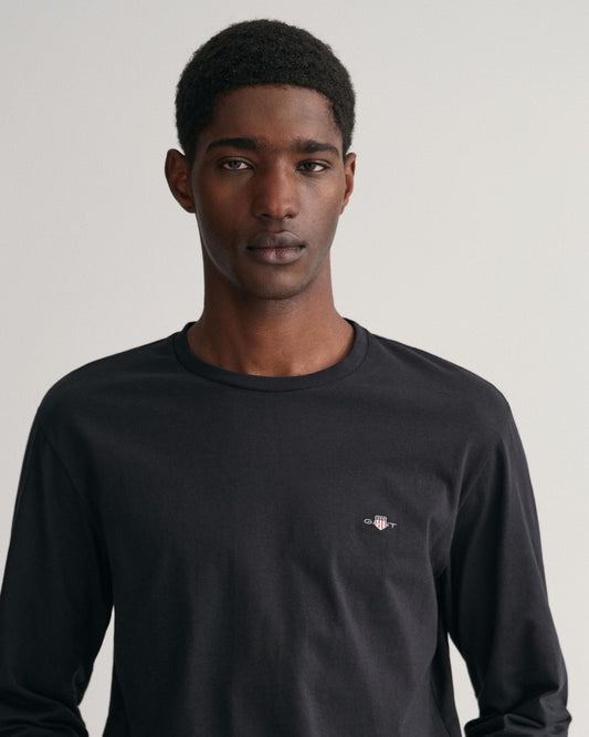 GANT Mens Regular Fit Long Sleeve Shield Logo T-Shirt - 5 Black