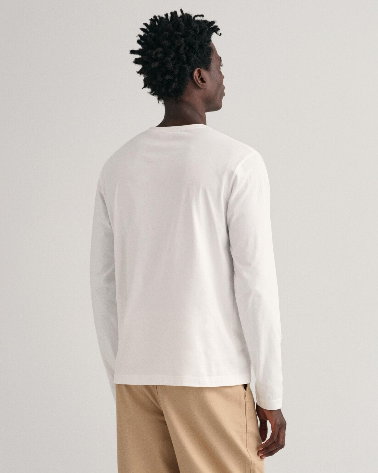GANT Mens Regular Fit Long Sleeve Shield Logo T-Shirt - 113 Eggshell