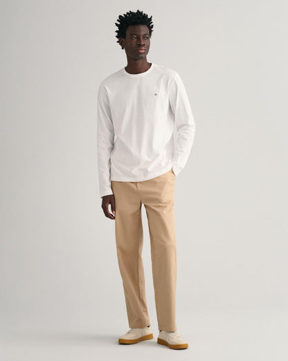 GANT Mens Regular Fit Long Sleeve Shield Logo T-Shirt - 113 Eggshell